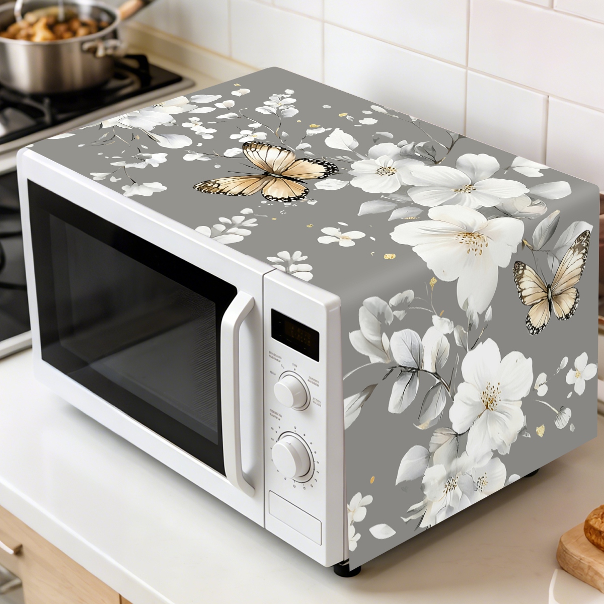 Kitchen Appliances In White - Чехол для микроволновой печи с белым